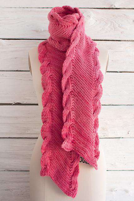 Bias Scarf with Ribbed Cables by Lisa R. Myers