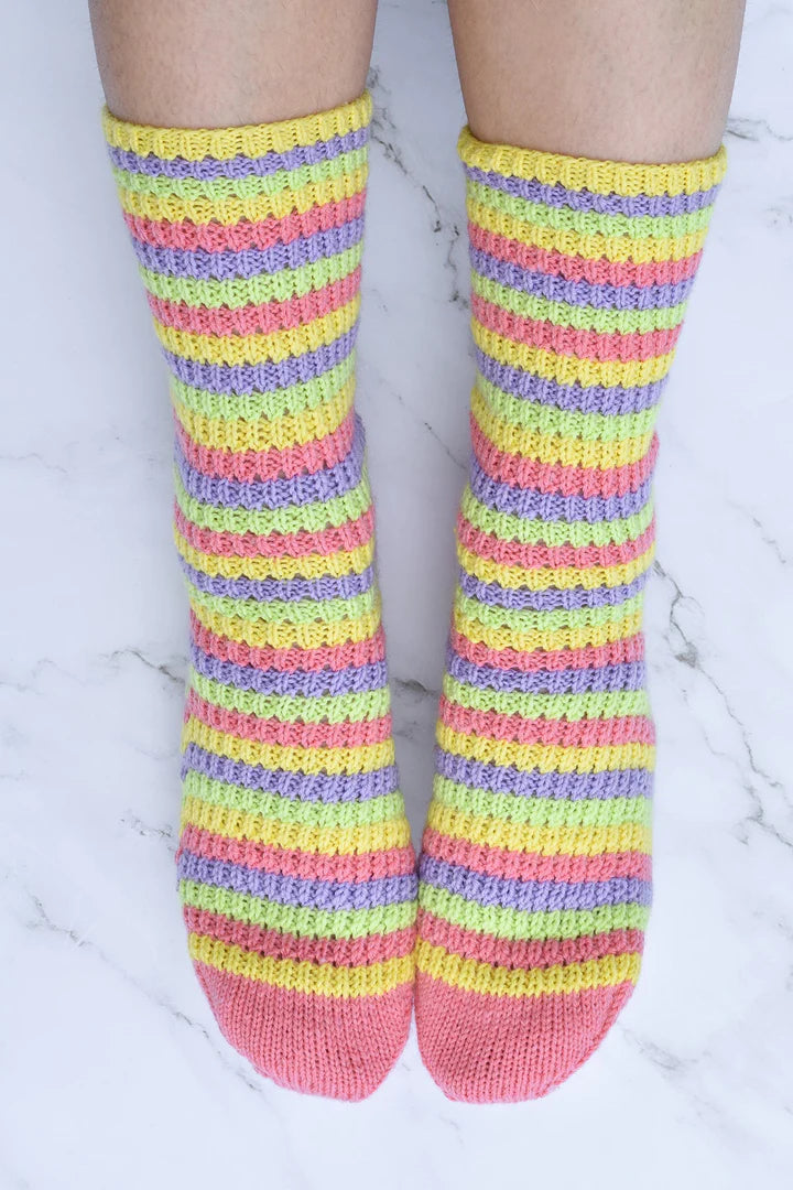 Sugar Stripe Socks Universal Yarns by Rachel Brockman