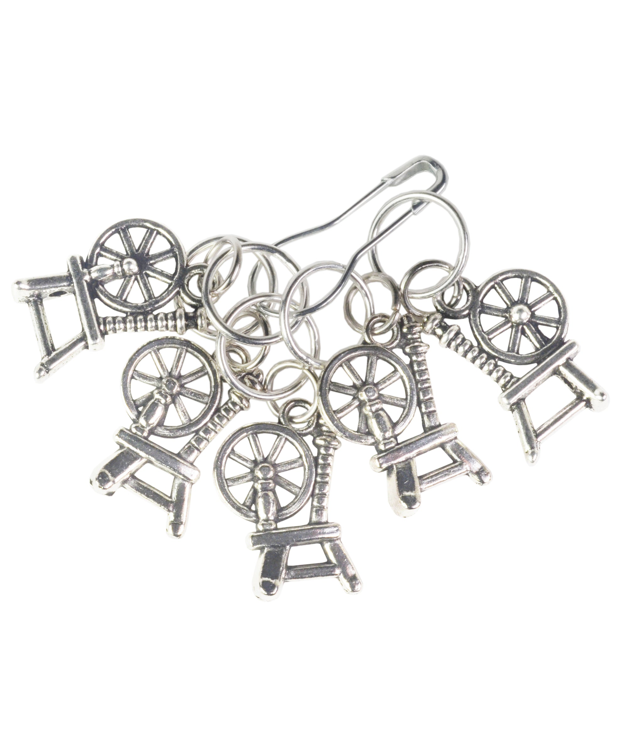 Silver Spinning Wheel Stitch Markers