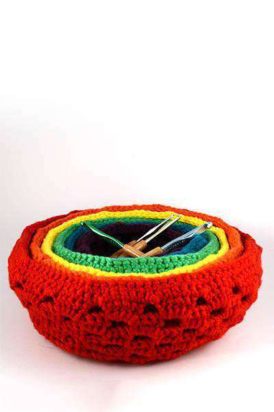 Universal Yarn Rainbow Nesting Baskets Pattern