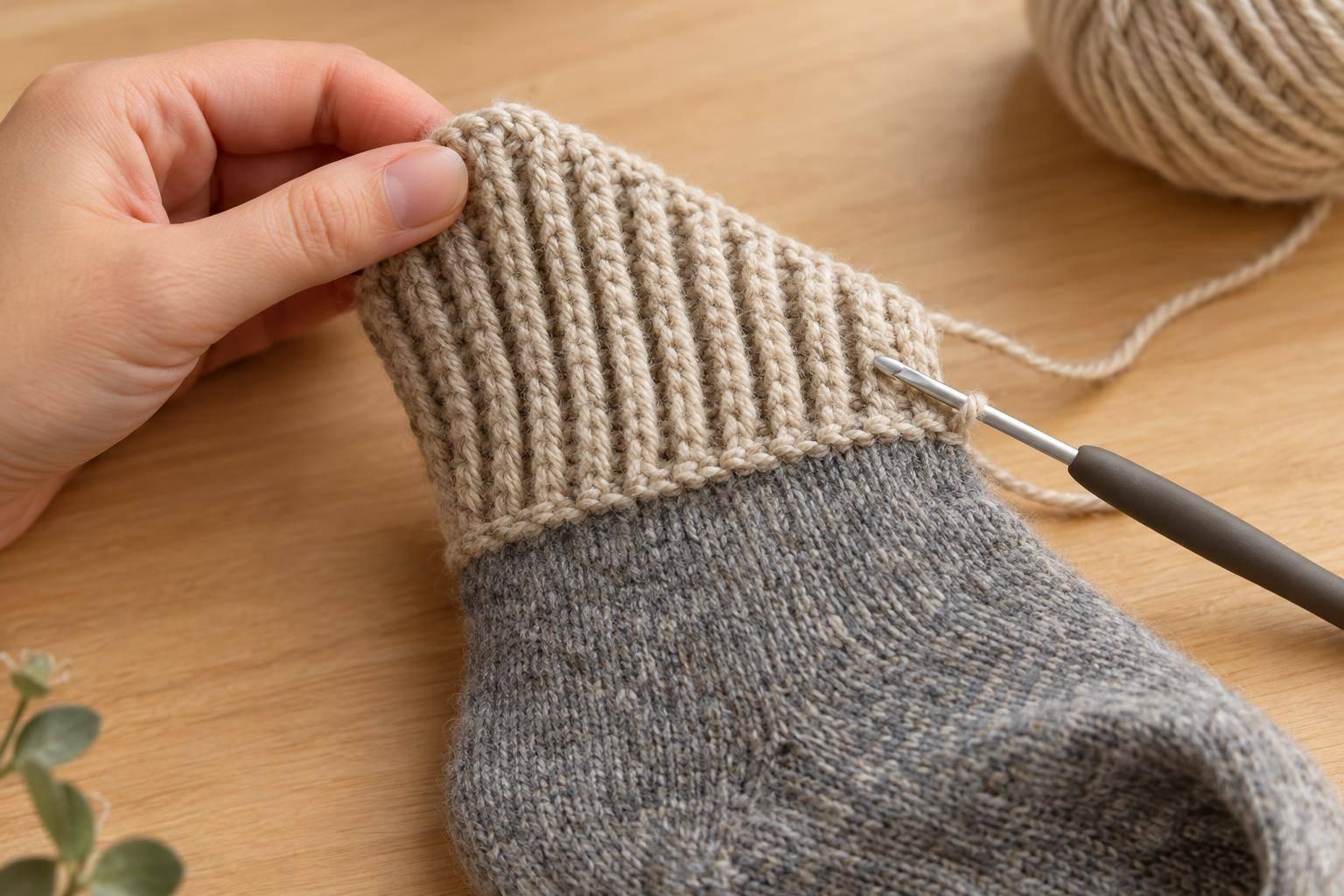 Crochet Ribbing Tutorial: Add-On Cuffs for Socks