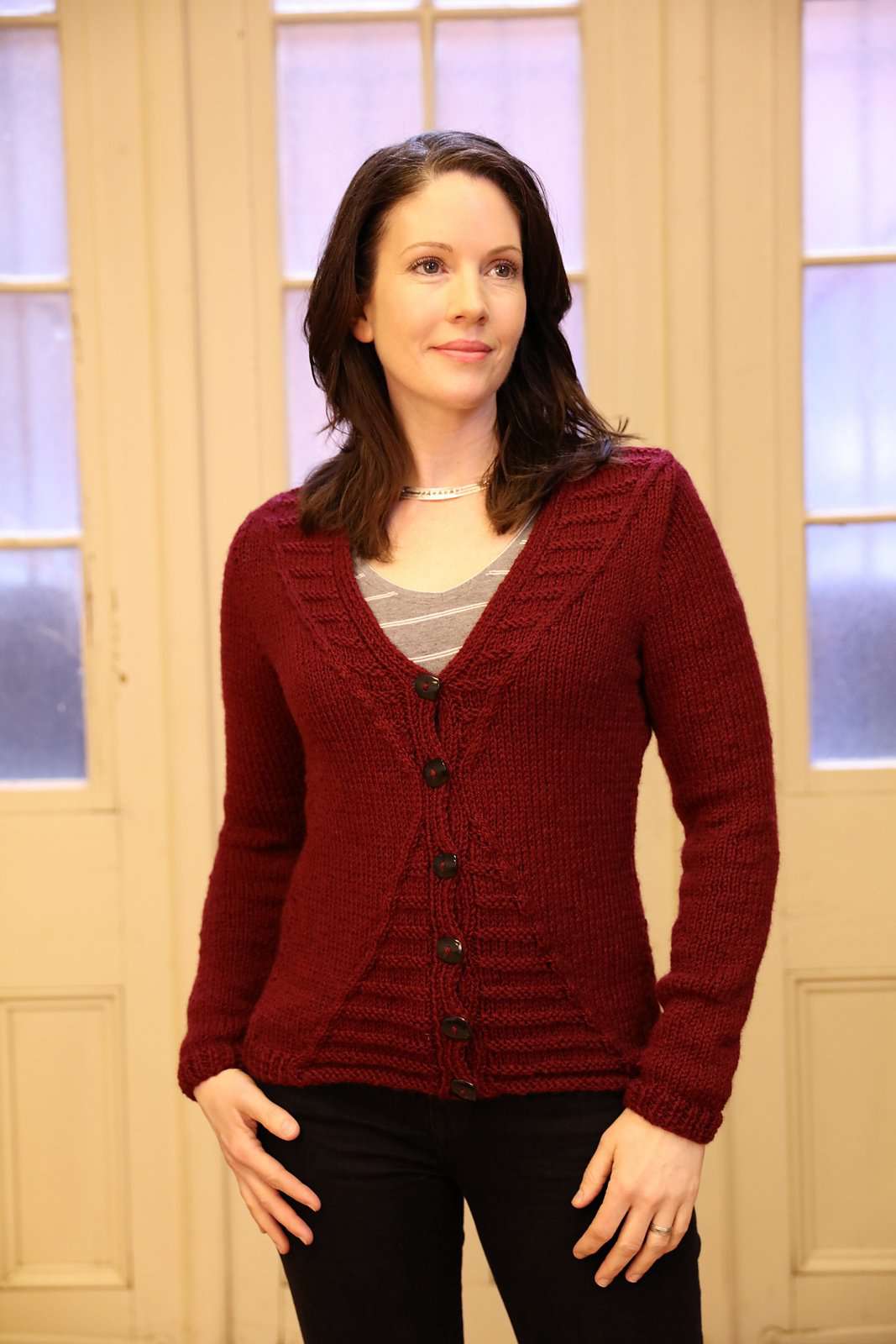 Horizontal Rib Cardigan by Vladimira Ilkovicova-Patterns-Plymouth Yarn-Alpaca Direct