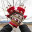 Alpaca Fingerless Mittens-Apparel-Alpaca Direct-Red/Green/Ecru-Alpaca Direct