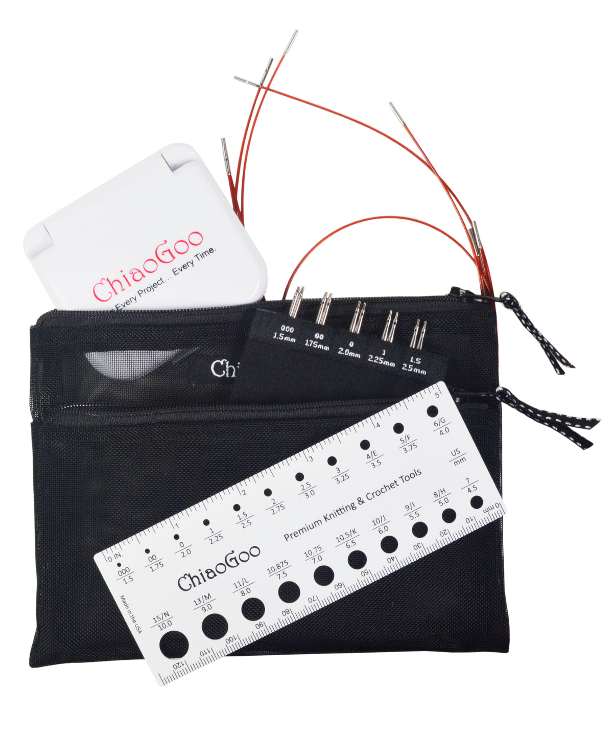 Chiaogoo Twist Mini 4" Interchangeable Redlace Needle Set 7400-M-Needles-Chiaogoo-Alpaca Direct