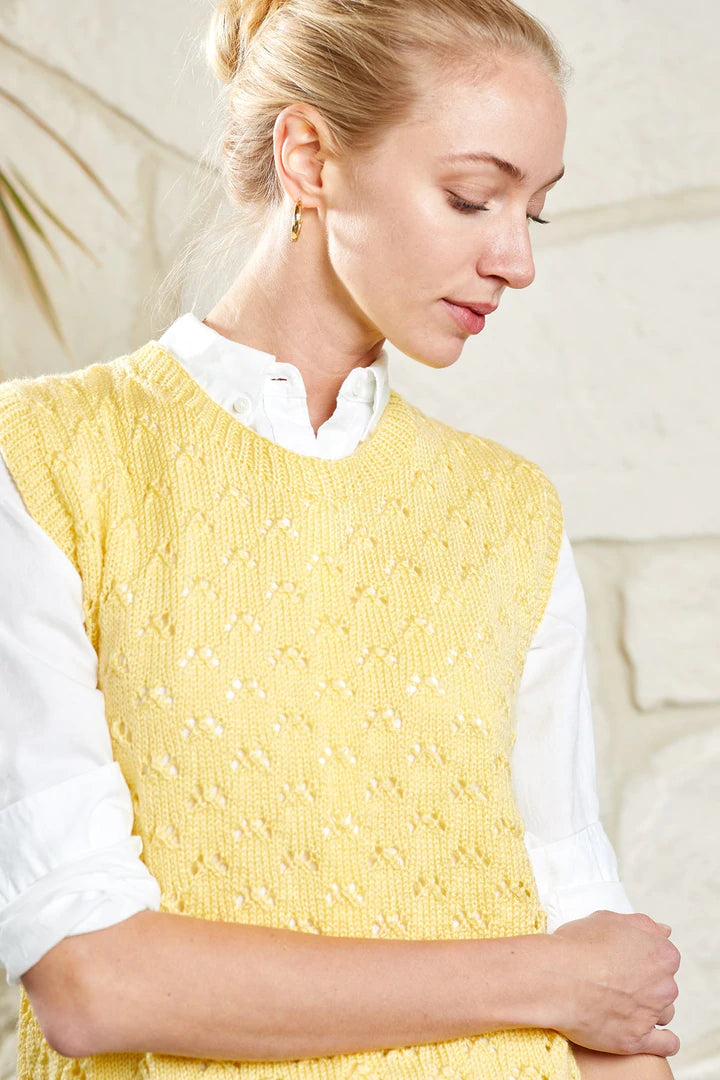 Daffodil Vest Universal Yarn Designed by Aubrey Busek-Patterns-Universal Yarns-Alpaca Direct Main image