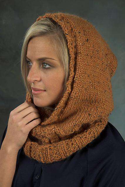 F420 Baby Alpaca Grande Tweed Hooded Neckwarmer by Vanessa Ewing-Patterns-Plymouth Yarn-Alpaca Direct
