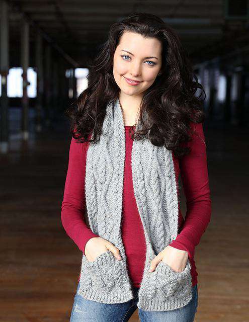 F710 Cabled Pocket Scarf by Vanessa Ewing-Patterns-Plymouth Yarn-Alpaca Direct