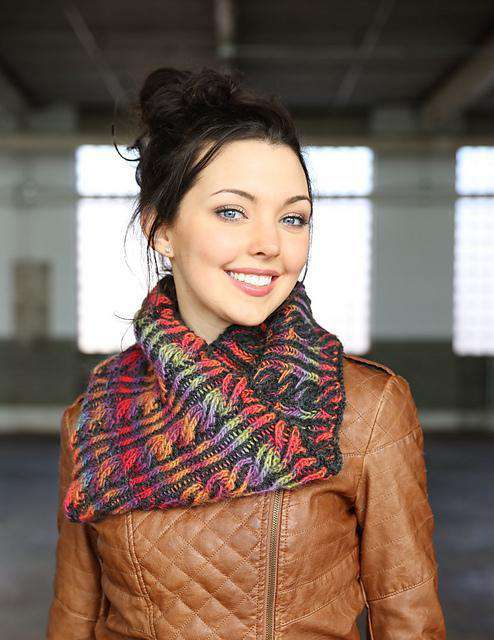 F729 Brioche Cable Cowl by Vanessa Ewing *Plymouth Pattern*-Patterns-Plymouth Yarn-Alpaca Direct