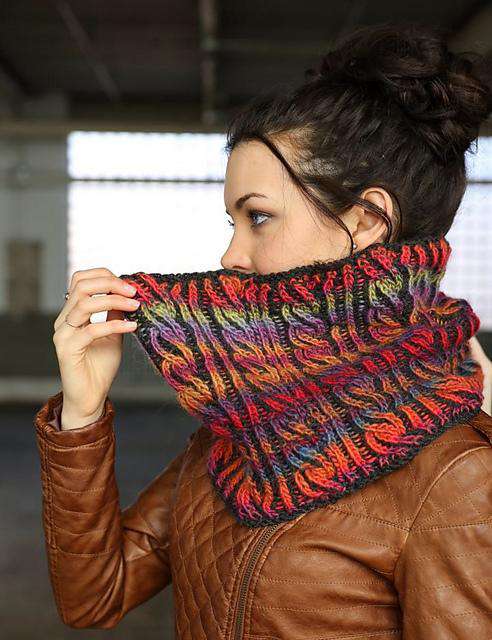 F729 Brioche Cable Cowl by Vanessa Ewing *Plymouth Pattern*-Patterns-Plymouth Yarn-Alpaca Direct