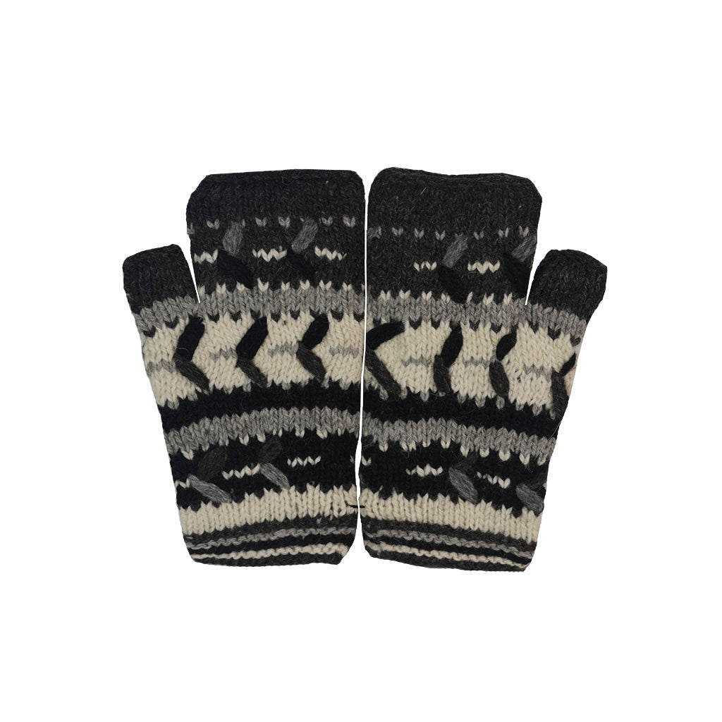 Alpaca Fingerless Mittens-Apparel-Alpaca Direct-Black/White/Grey-Alpaca Direct