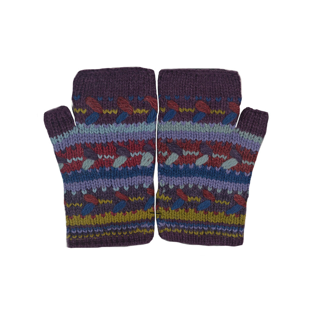Alpaca Fingerless Mittens-Apparel-Alpaca Direct-Blue/Purple/Burgundy-Alpaca Direct