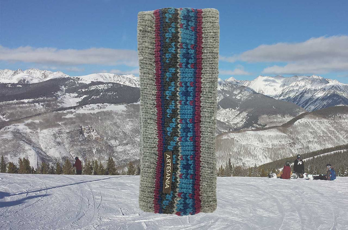 Alpaca Marled Headband-Apparel-Alpaca Direct-Grey/Purple-Alpaca Direct