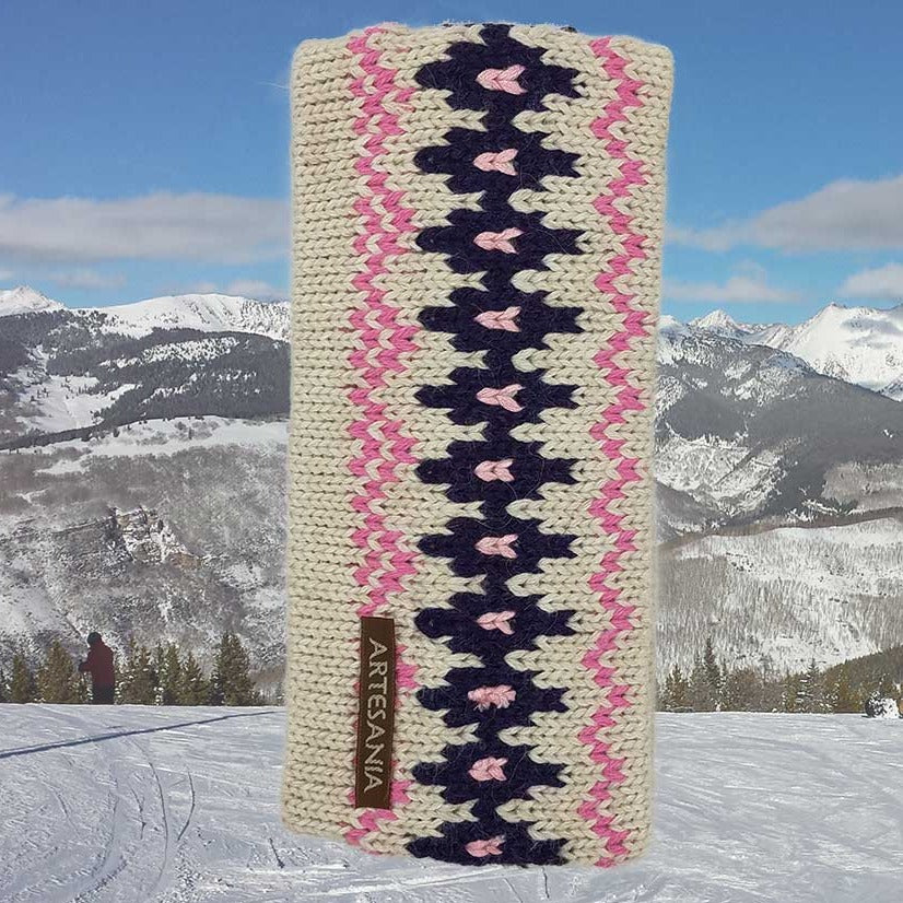 Alpaca Marled Headband-Apparel-Alpaca Direct-Pink/Ecru-Alpaca Direct