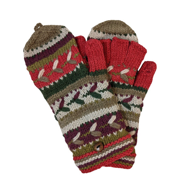 Alpaca Convertible Mittens-Apparel-Alpaca Direct-Red/Green/Purple-Alpaca Direct