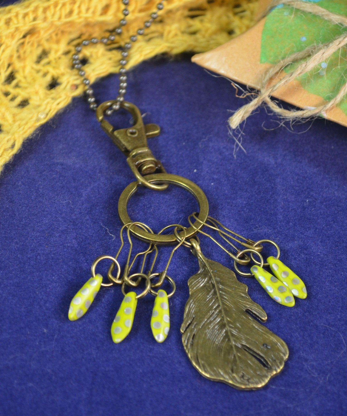 Handmade Stitch Marker Necklace-Notions-Alpaca Direct-Bronze Wide Feather-Alpaca Direct