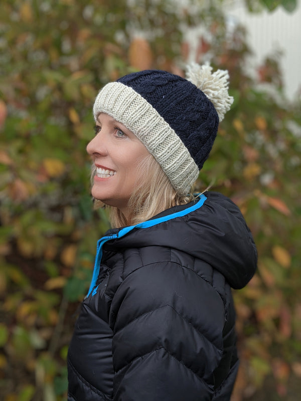 Alpaca Hat with Pompom and Fleece Lining-Apparel-Alpaca Direct-Alpaca Direct