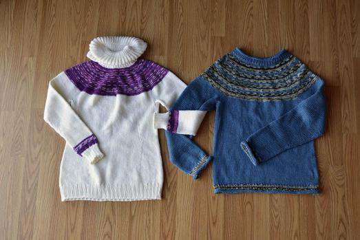 His & Her Yoke Sweaters by Universal Yarn Design Team