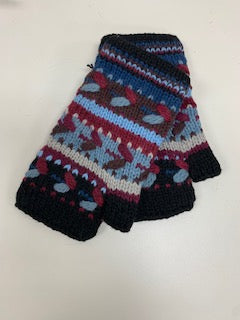 Alpaca Fingerless Mittens-Apparel-Alpaca Direct-Black/Burgandy/Blue-Alpaca Direct