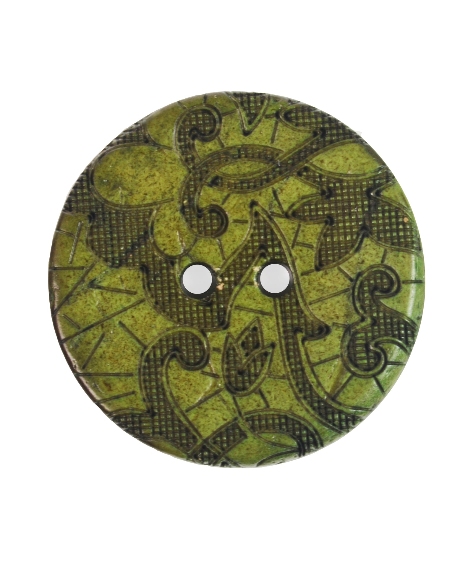 JHB Cracked Scrolls Green 1 1/4 in (32MM) Buttons 1 piece, 2 hole #717