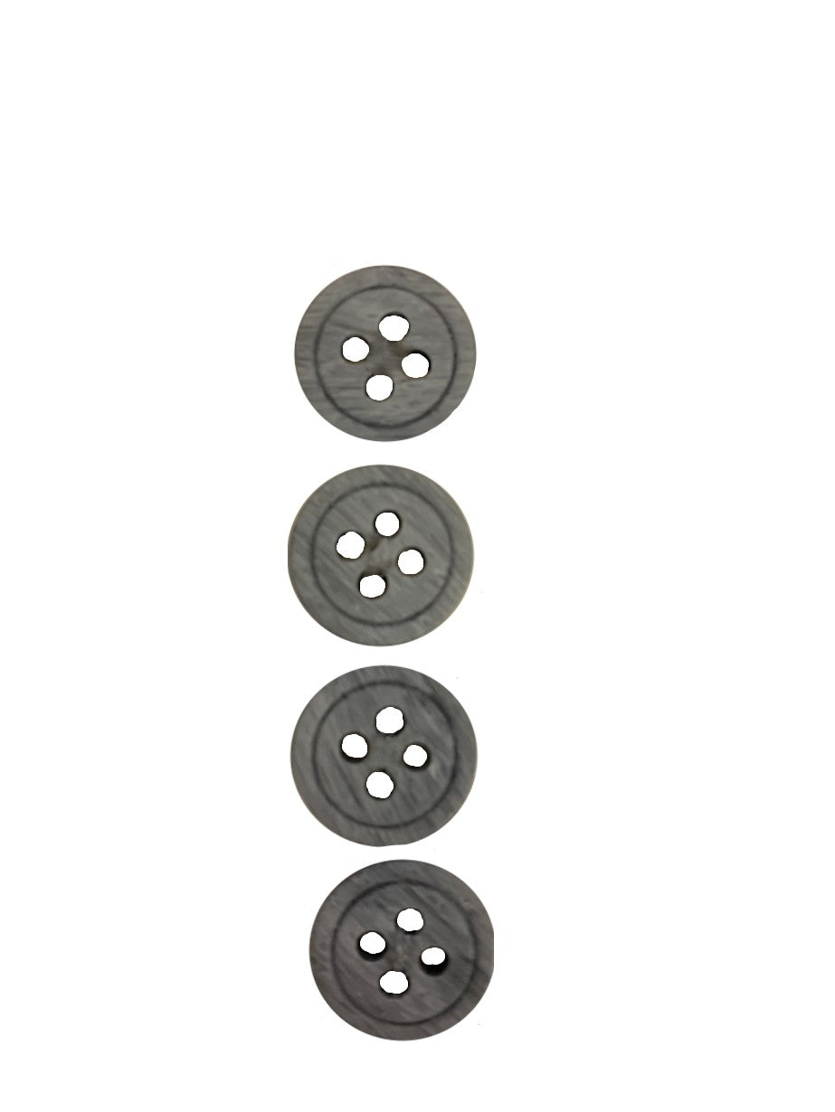 La Mode Grey 1/2 in (12MM) Buttons 4 piece, 4 hole #23277-Notions-Alpaca Direct-Alpaca Direct