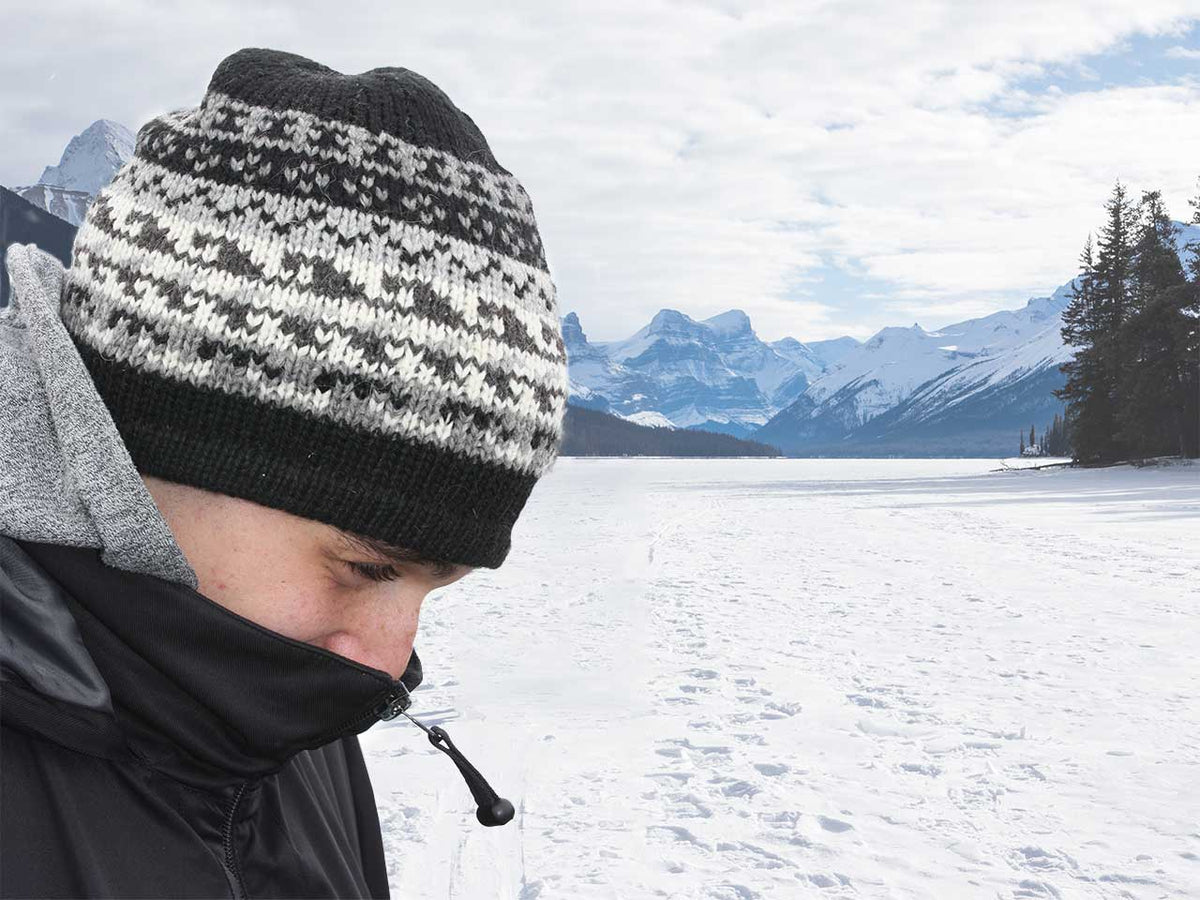 Men&#39;s Alpaca Beanie - Grey/Black/ White-Apparel-Alpaca Direct-Alpaca Direct
