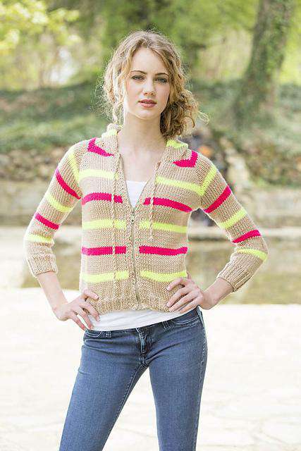 Neon Striped Hoodie by Universal Yarn-Patterns-Universal Yarns-Alpaca Direct