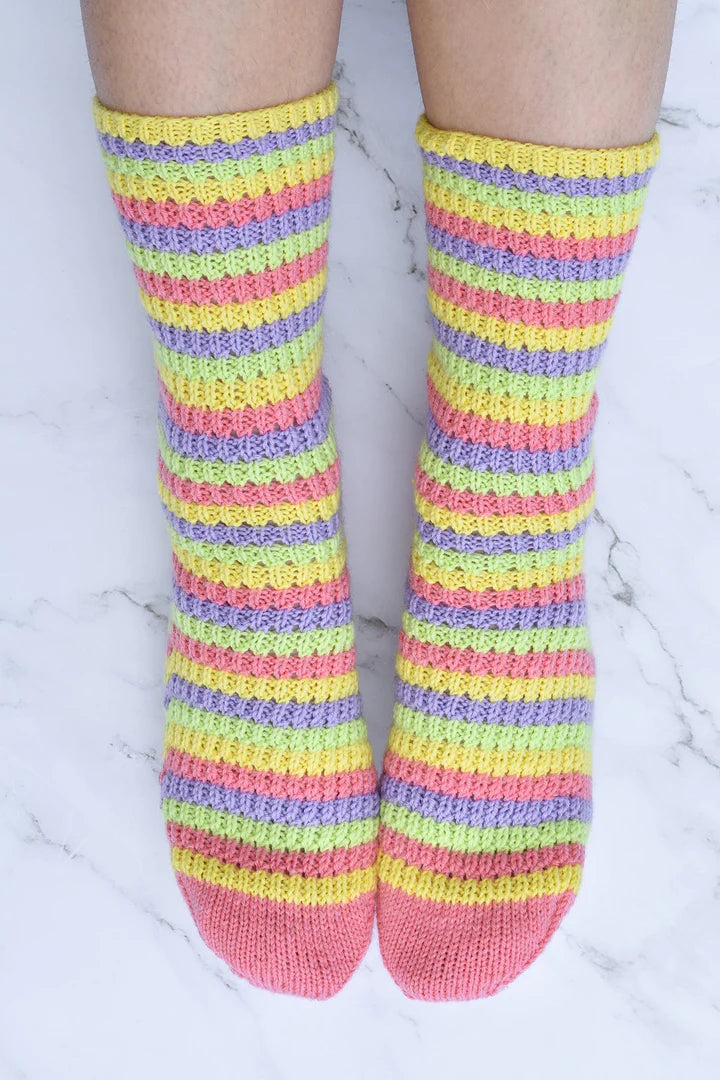 Sugar Stripe Socks Universal Yarns by Rachel Brockman-Patterns-Universal Yarns-Alpaca Direct Main image