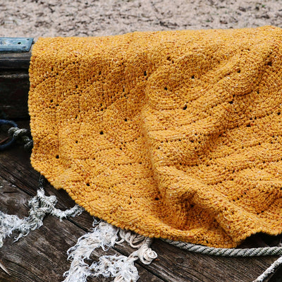 Tunisian Crochet Shell Blanket by Lena Fedotova