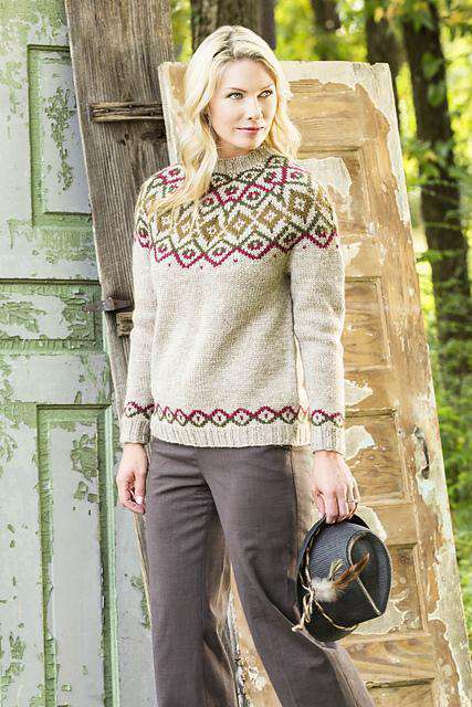 Woodlands Yoke Pullover by Sandi Rosner-Patterns-Universal Yarns-Alpaca Direct