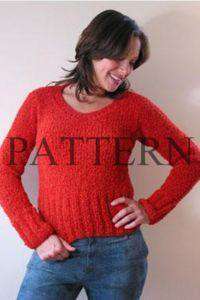 Alpaca Boucle V-Neck Pullover Pattern-Patterns-Plymouth Yarn-Alpaca Direct