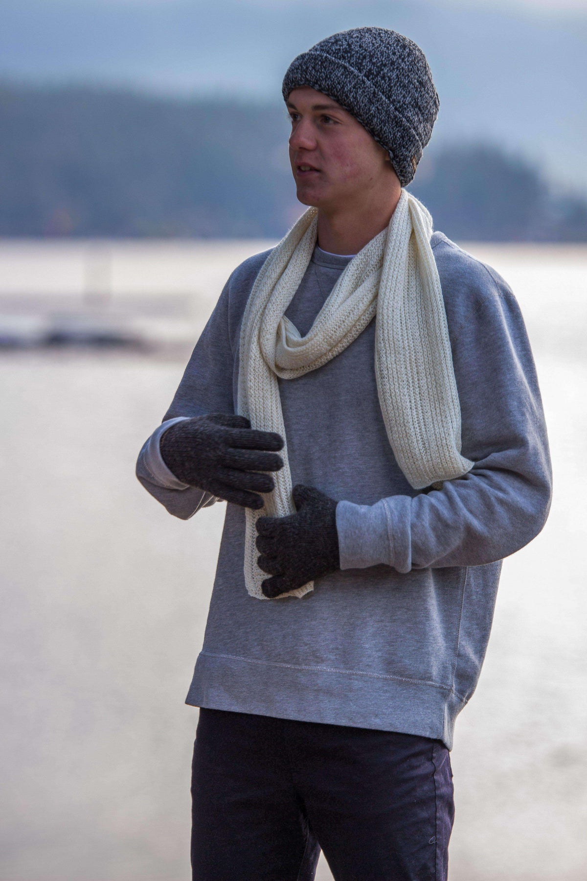 Alpaca Cuffed Hat-Apparel-Alpaca Direct-Marled Black/Grey-Alpaca Direct