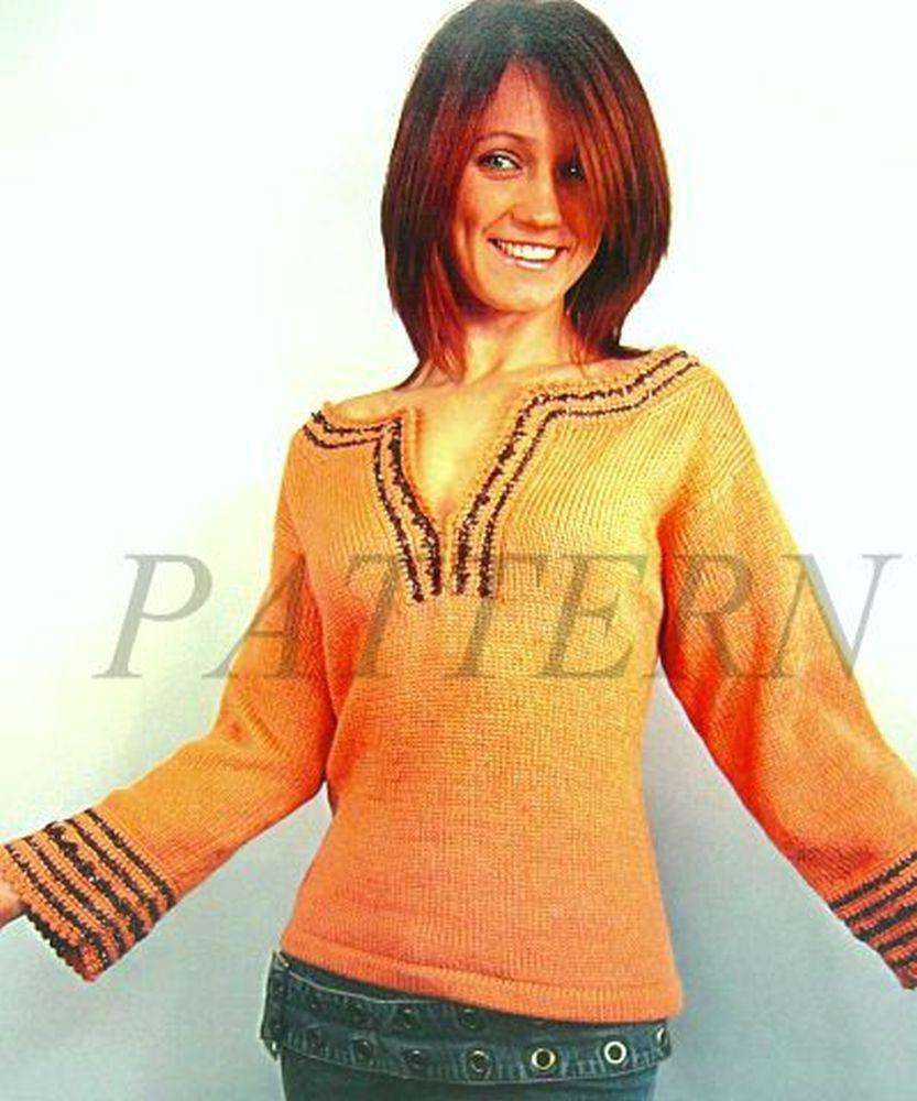 Alpaca DK Tunic with Stripe Detail Pattern-Patterns-Plymouth Yarn-Alpaca Direct