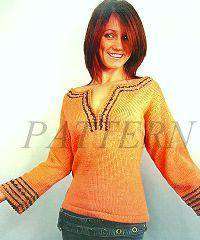 Alpaca DK Tunic with Stripe Detail Pattern-Patterns-Plymouth Yarn-Alpaca Direct