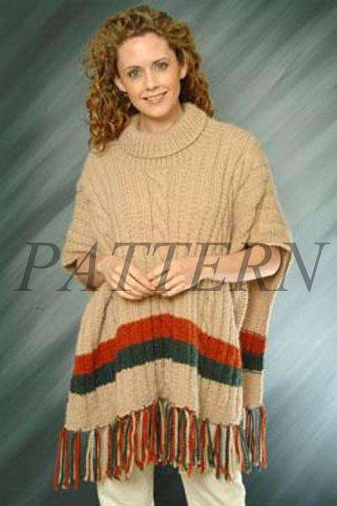 Alpaca Grande Cable &amp; Rib Poncho Pattern-Patterns-Plymouth Yarn-Alpaca Direct