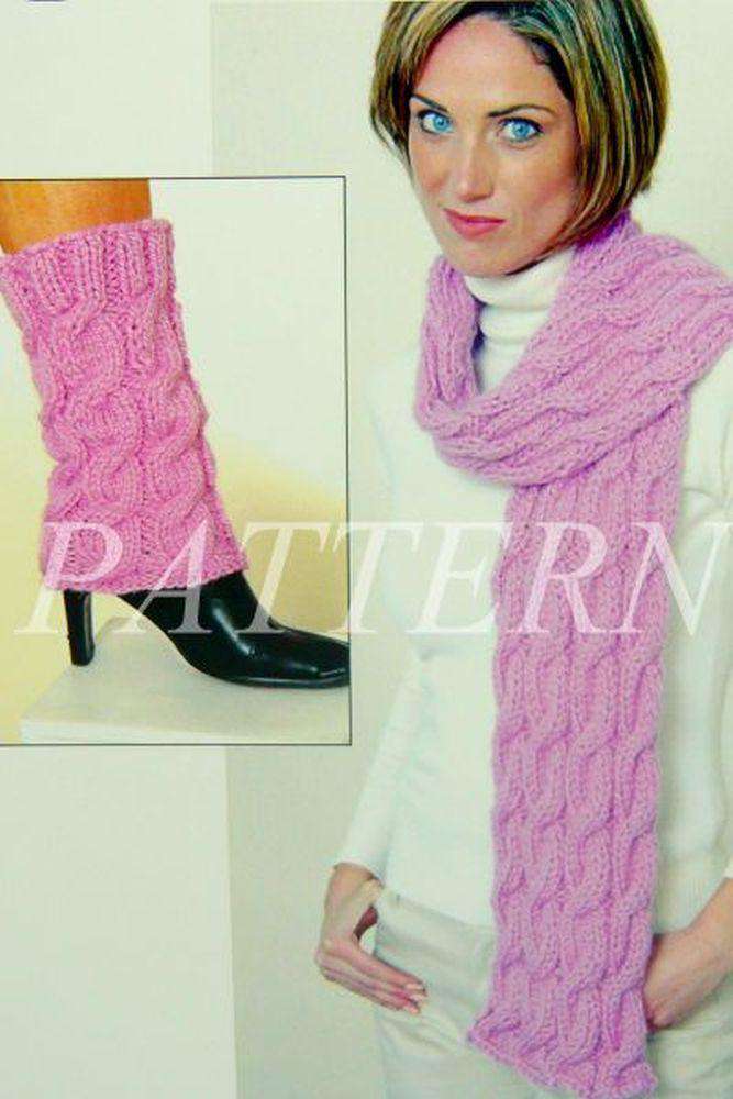 Alpaca Grande Women&#39;s Cabled Scarf and Leg Warmers Pattern-Patterns-Plymouth Yarn-Alpaca Direct