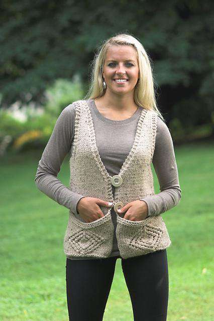 Baby Alpaca Grande Tweed Woman's Vest with Pockets *Pattern*-Patterns-Plymouth Yarn-Alpaca Direct