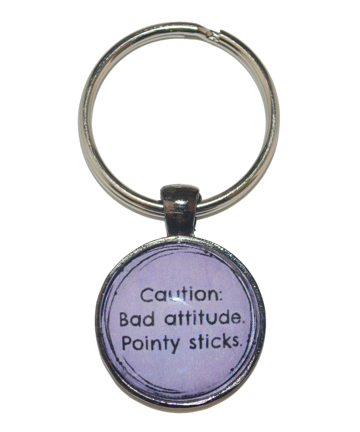 Caution Bad Attitude Pointy Sticks Keychain-Notions-Alpaca Direct-Purple-Alpaca Direct