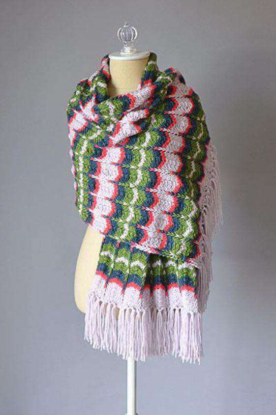 Chevron Wrap Designed by Universal Yarn Design Team-Patterns-Universal Yarns-Alpaca Direct Main image