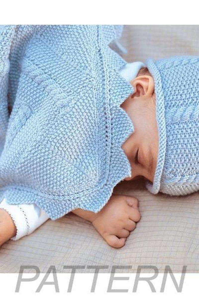 Debbie Bliss 11 Entrelac Blanket With Cable Moss Stitch Hat PATTERN