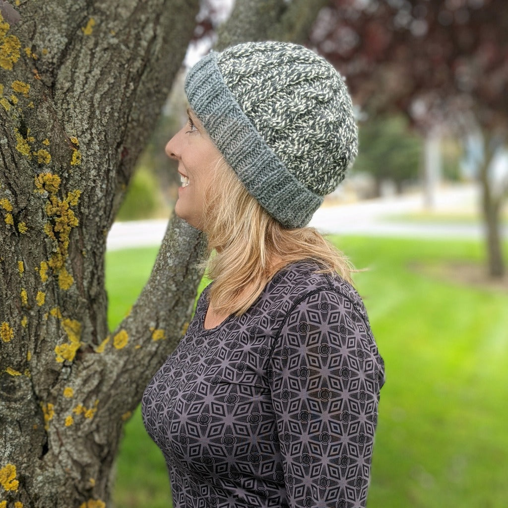 Alpaca Cabled 2 Color Hat-Apparel-Alpaca Direct-Grey / Ivory-Alpaca Direct