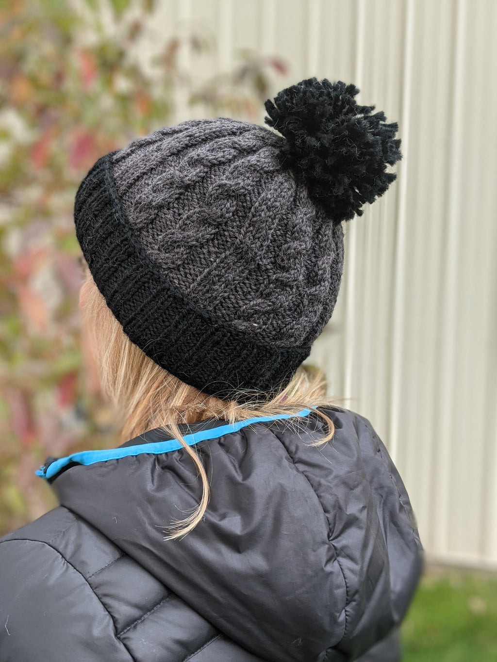 Alpaca Hat with Pompom and Fleece Lining-Apparel-Alpaca Direct-Black/DK Grey-Alpaca Direct