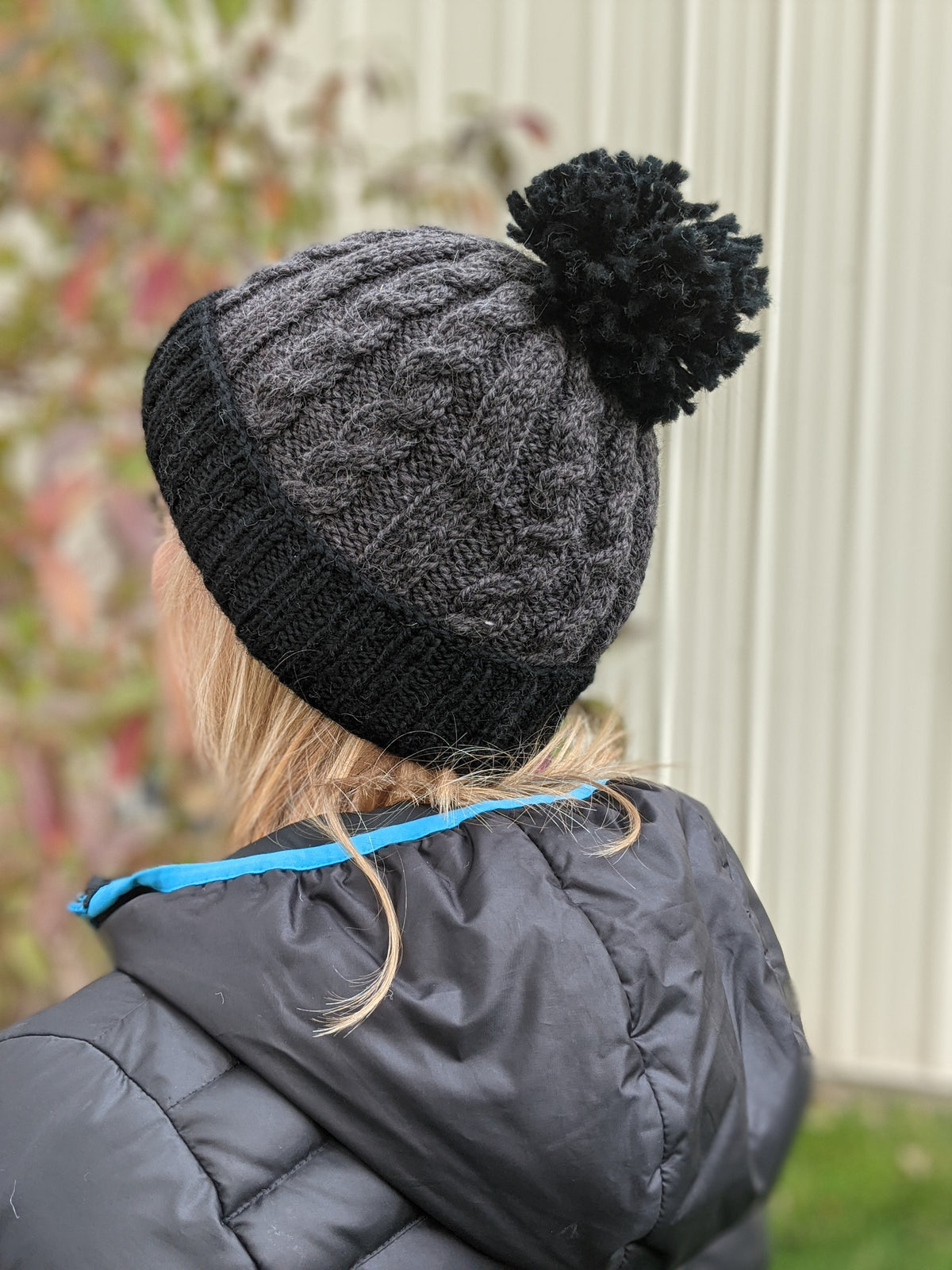 Alpaca Hat with Pompom and Fleece Lining-Apparel-Alpaca Direct-Black/DK Grey-Alpaca Direct