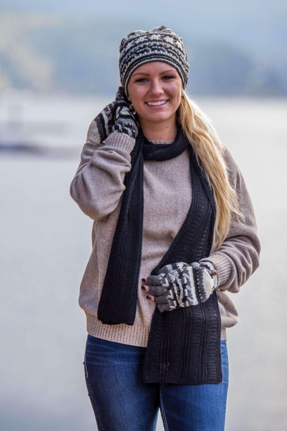 Honeycomb Knitted Scarf 100% Baby Alpaca-Scarves-Alpaca Direct-Alpaca Direct