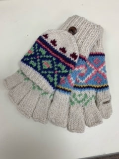 Alpaca Convertible Mittens-Apparel-Alpaca Direct-Blue/Pink/White-Alpaca Direct