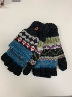 Alpaca Convertible Mittens-Apparel-Alpaca Direct-Black/Blue/Greeen-Alpaca Direct