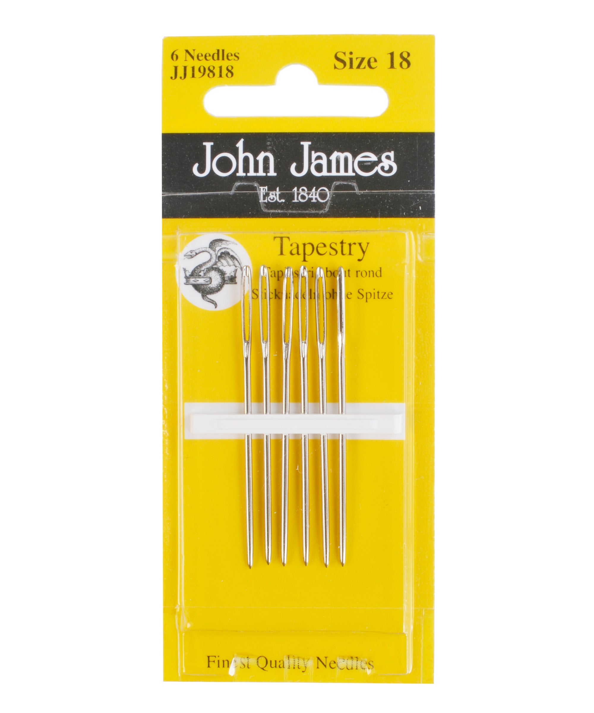 John James Tapestry Needles Set - Sizes 24, 26, 28 (34 Needles Total) With Needleworker Sticker