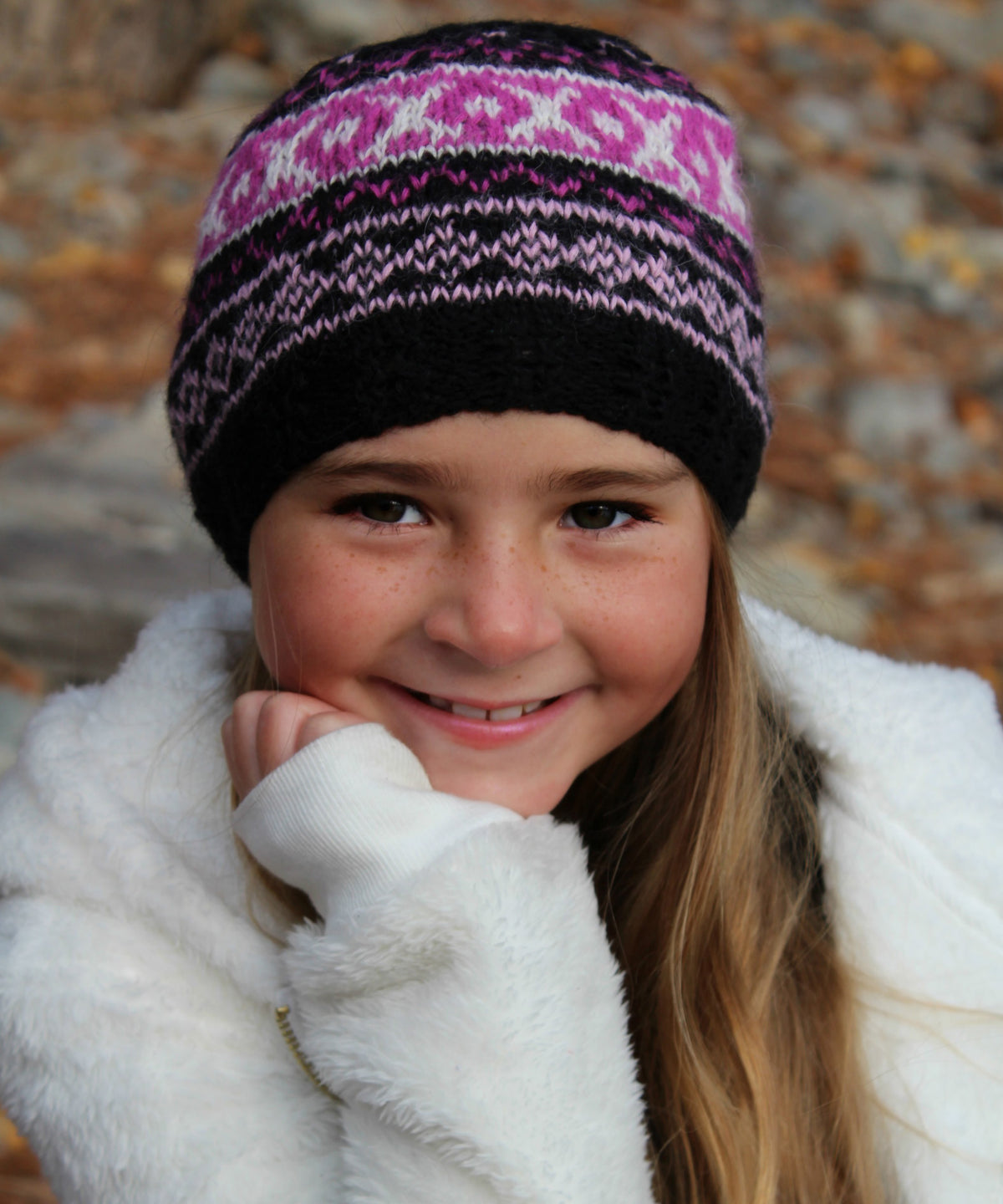 Kids Alpaca Andean Cable Hat-Apparel-Alpaca Direct-Black-Alpaca Direct