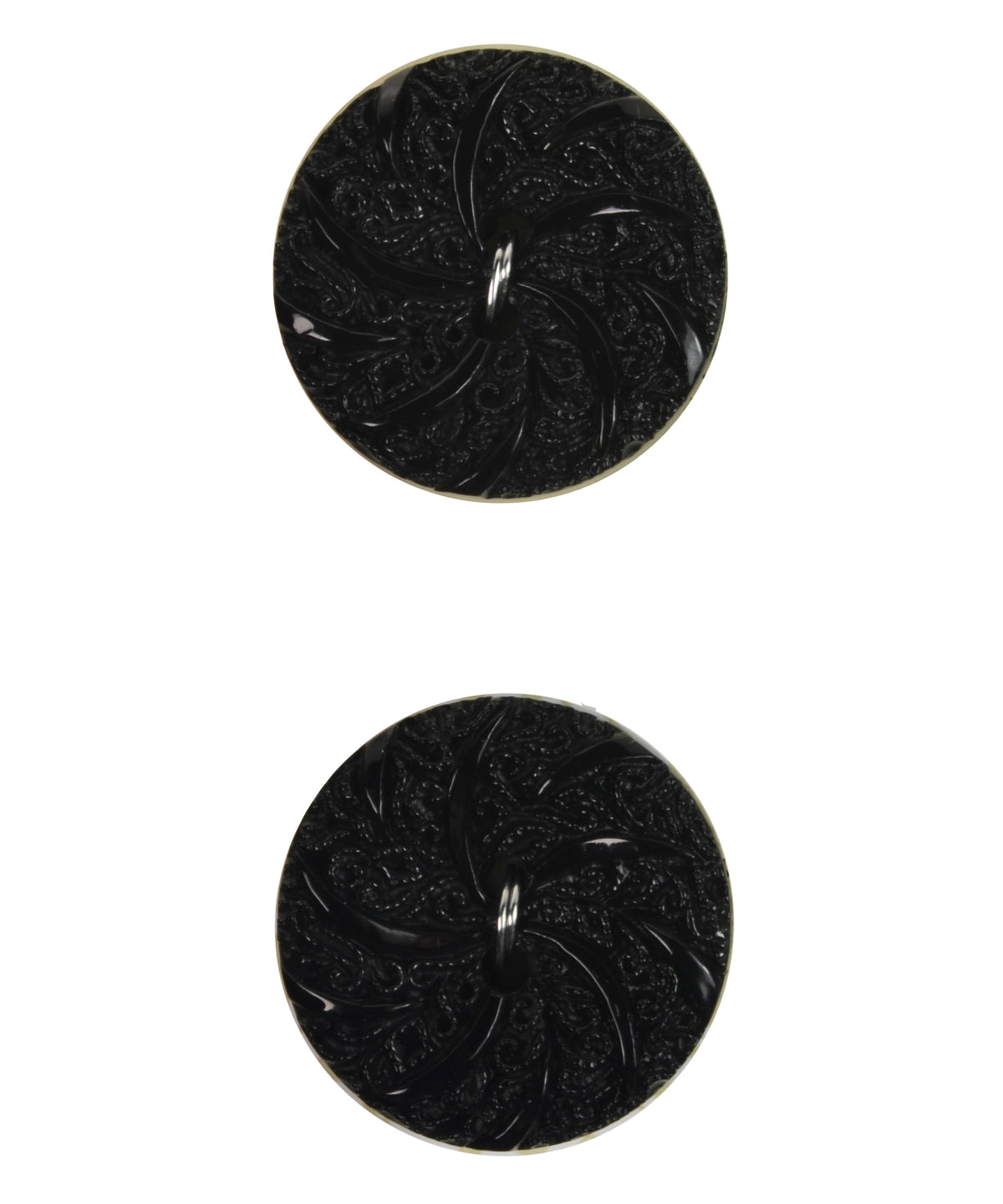 La Mode Carved Black 3/4&quot; (19MM) Buttons 2 piece, 2 hole #20920-Notions-Alpaca Direct-Alpaca Direct