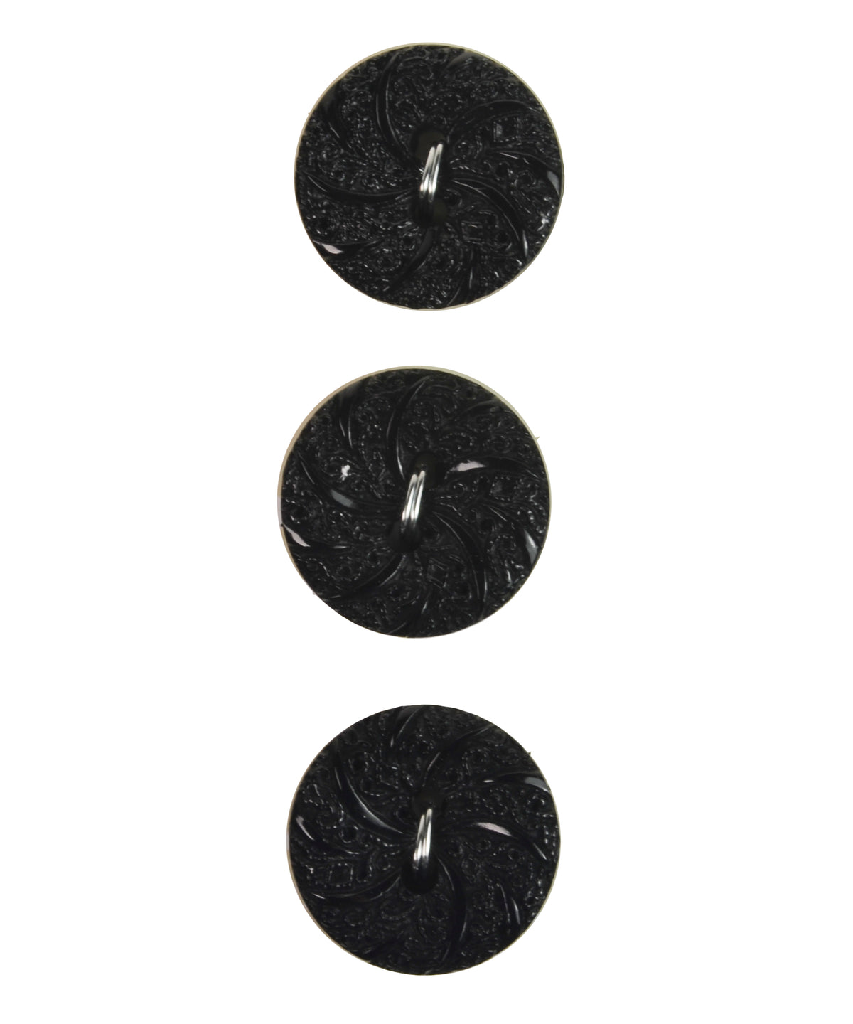 La Mode Black Carved 5/8 in (16MM) Buttons 3 piece, 2 hole #20919-Notions-Alpaca Direct-Alpaca Direct