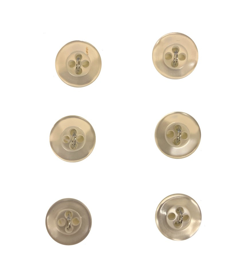 La Mode Iridescent White 7/16 in (11MM) Buttons 6 piece, 4 hole, #4674-Notions-Alpaca Direct-Alpaca Direct Main image